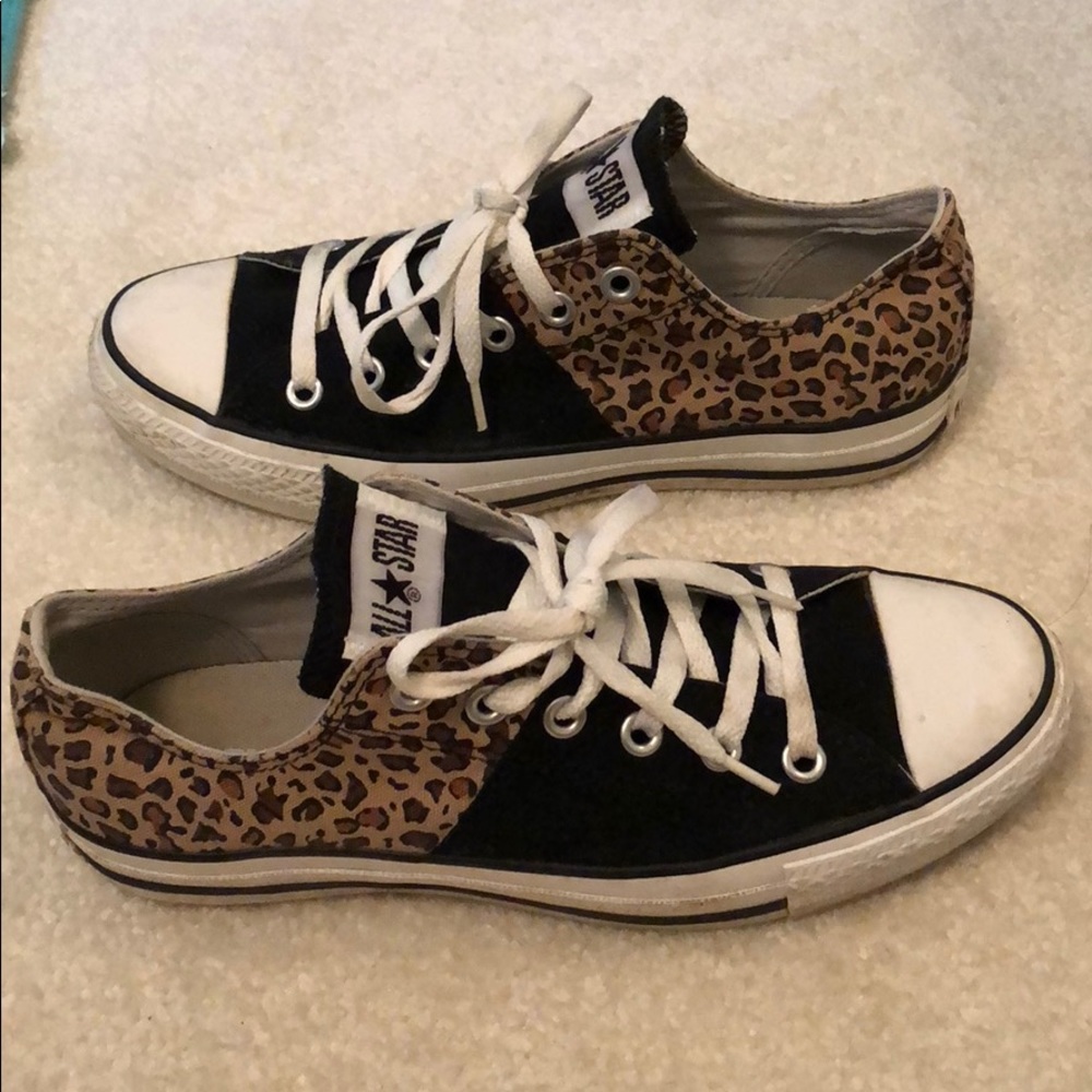 Black/Cheetah Print Converse Chuck Taylors